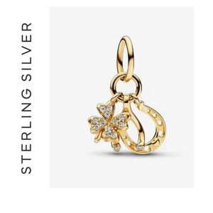 🌟 14K Gold Plated Lucky Clover, Wishbone & Horseshoe Dangle Charm